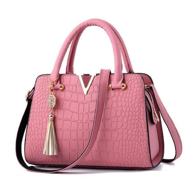 Bolsa de Couro Crocodile - Frete Gratis